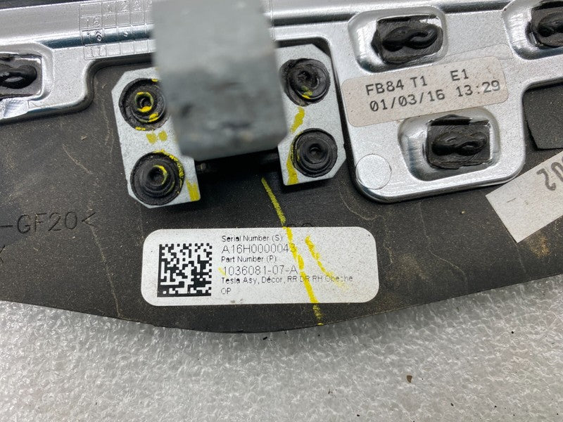 1036081 07 A ⭕ 16-20 Model X Rear Right Door Trim Mold Card Molding Obeche Pore 1036081-07-A