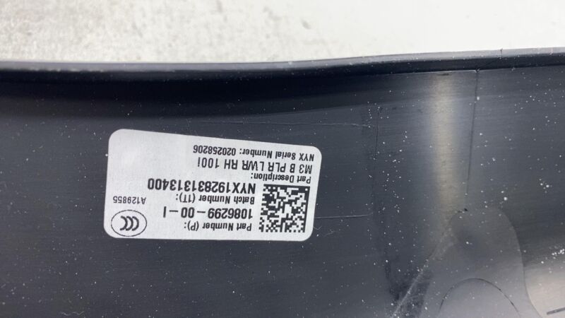 108629900I 17-23 Tesla Model 3 Passenger B-Pillar Lower Trim Cover Panel Right 1086299-00-I