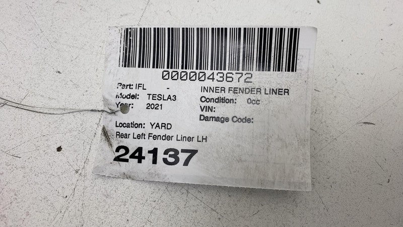 108158500C ⭕ 17-23 Tesla Model 3 M3 Rear Left Wheel Fender Liner Splash Shield 1081585-00-C