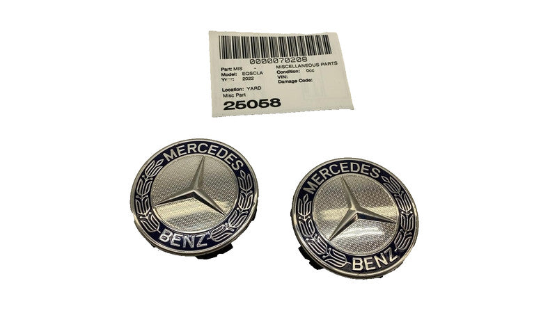 ⭕ 2022 Mercedes-Benz EQS Set of 2 Center Cap Wheel Logo Blue A17140001