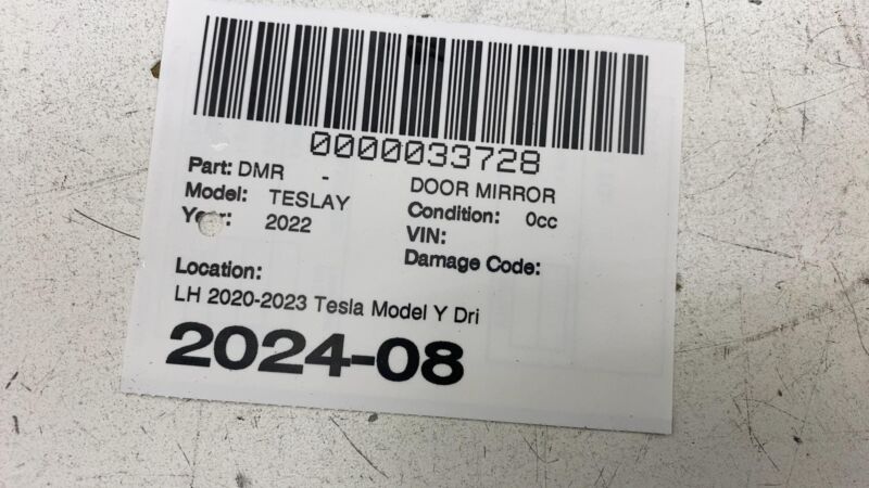 2020-2023 Tesla Model Y Front Driver Side Exterior Rear View Door Mirror Left LH