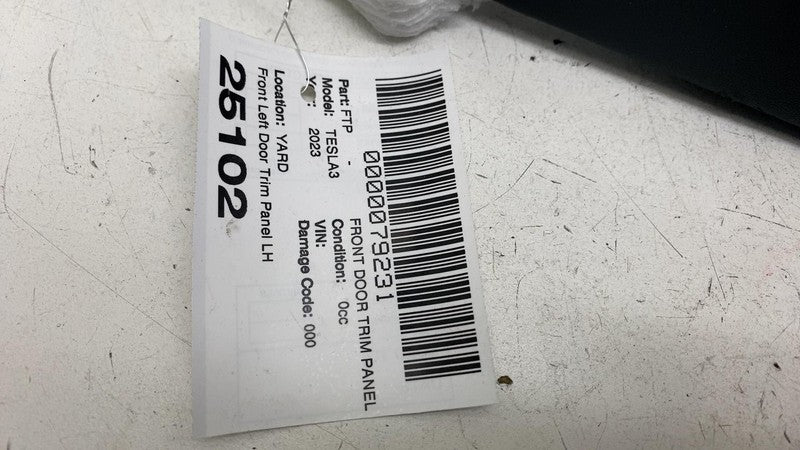 ⭕ 2021-2023 Tesla Model 3 Front Driver Side Interior Door Panel Trim Card Left