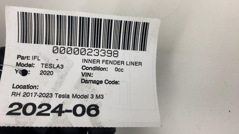 ⭕ 2017-2023 Tesla Model 3 Rear Right Wheelhouse Fender Arch Liner Splash Shield
