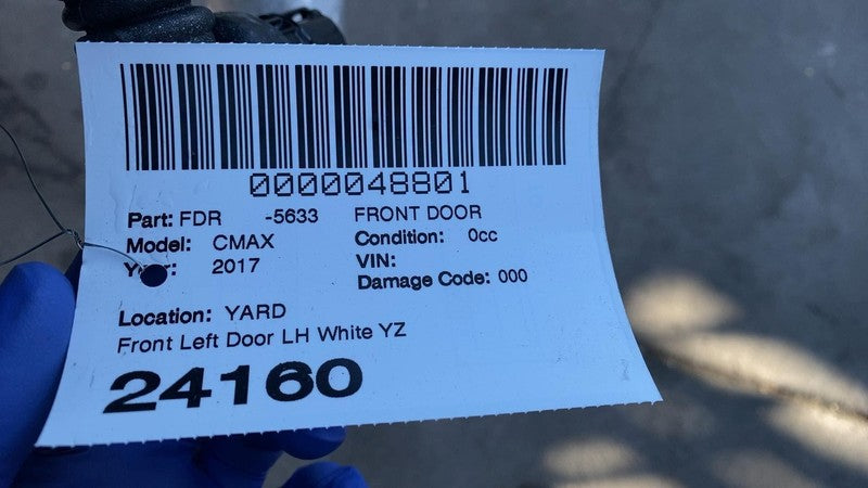 2013-2018 Ford C-Max Front Driver Side Door w/ Glass Assembly Left White YZ