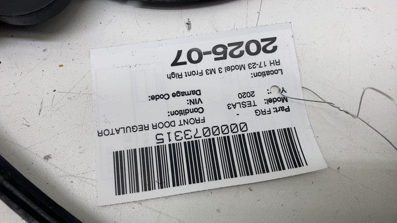 1096621-20-J ⭕ 2017-2023 Tesla Model 3 Front Right Door Window Regulator & Motor 1096621-20-J