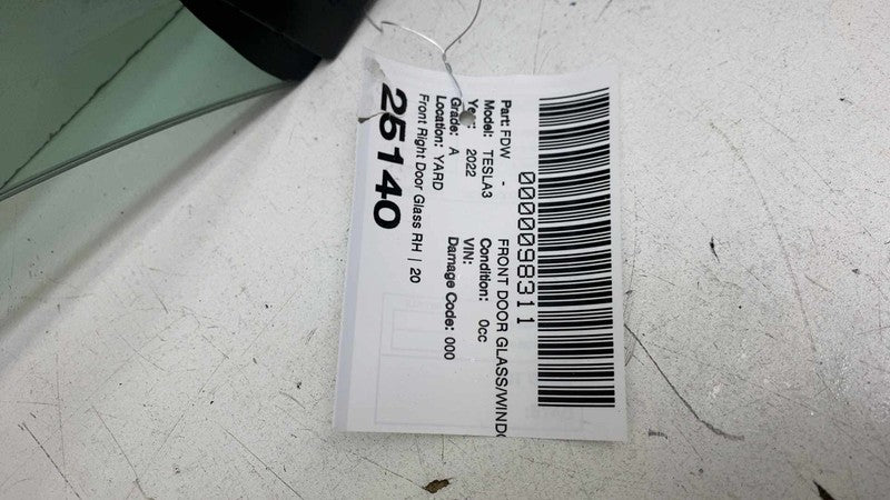 ⭕ 2021-2023 Tesla Model 3 Front Passenger Door Window Glass Right (Dou