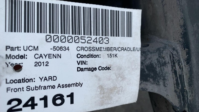 2011-2018 Porsche Cayenne Front Subframe Crossmember Cradle w/ Stabili