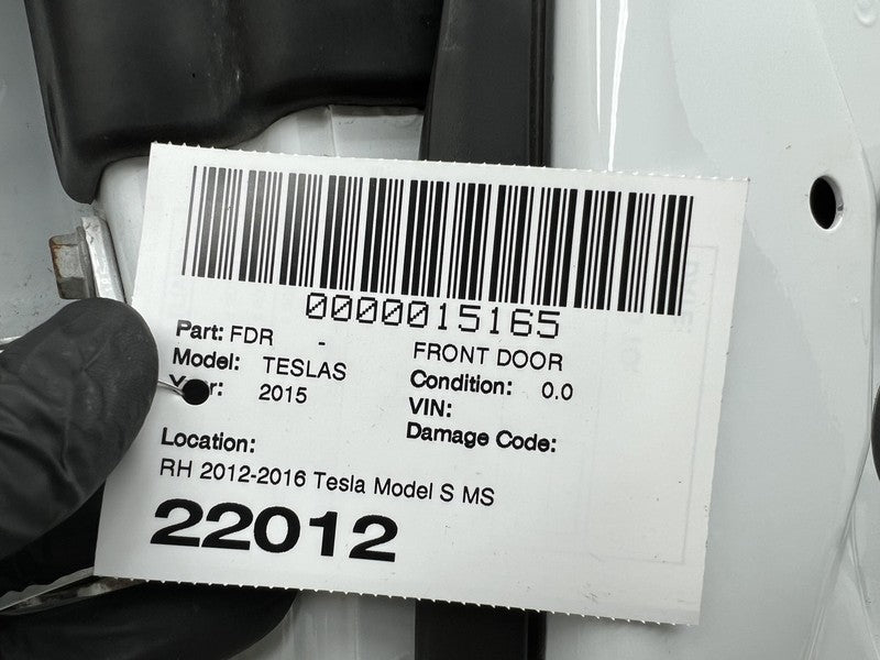 2012-2015 Tesla Model S MS Front Door Shell Panel Right RH Assy OEM White PBCW