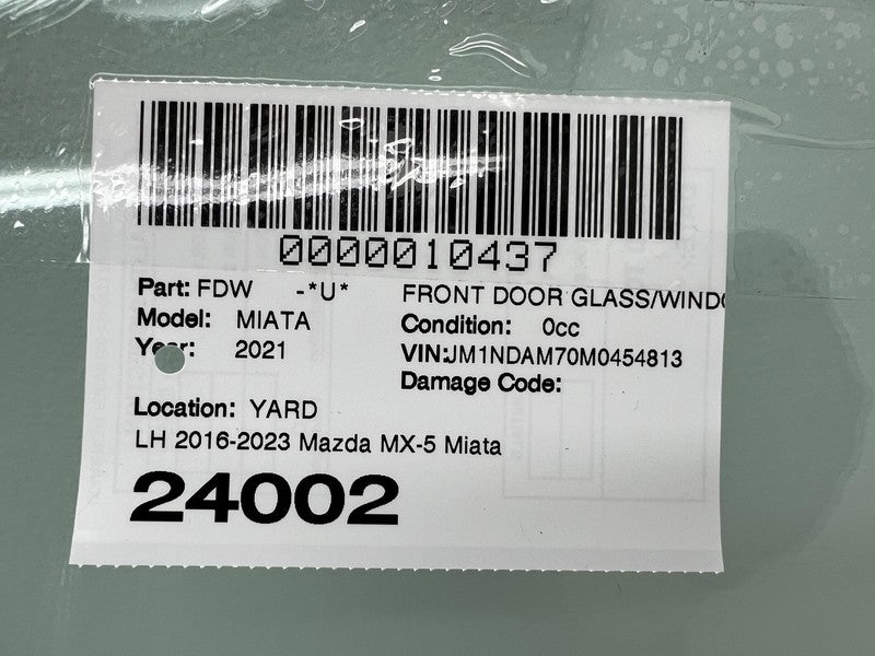 2016-2023 Mazda MX-5 Miata Front Driver Side Door Window Glass Left LH Assembly