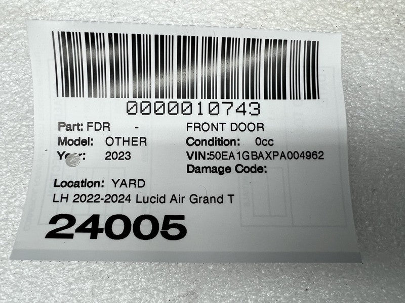 ⭕ 2022 2023 2024 Lucid Air Front Left Driver Side Door Shell Panel Gra