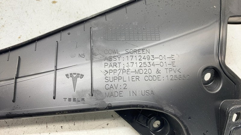171249301E 2024-2025 Tesla Model 3 Front Windshield Wiper Cowl Screen Underhood Trim Panel