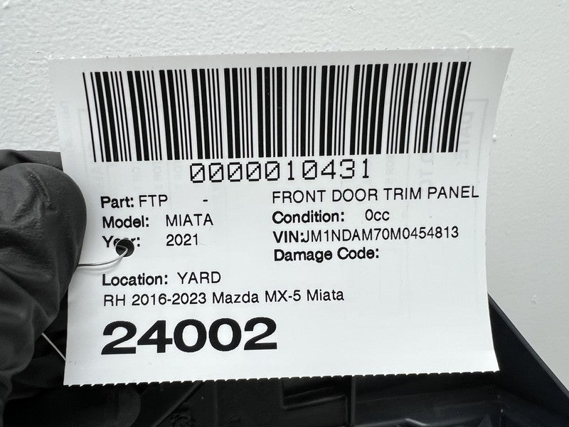 2016-2023 Mazda MX-5 Miata Front Passenger Door Trim Card Cover Right Gray - 47C