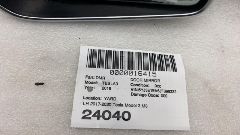 ⭕ 2017-2020 Tesla Model 3 Driver Exterior Rear View Door Mirror Left Black PBSB