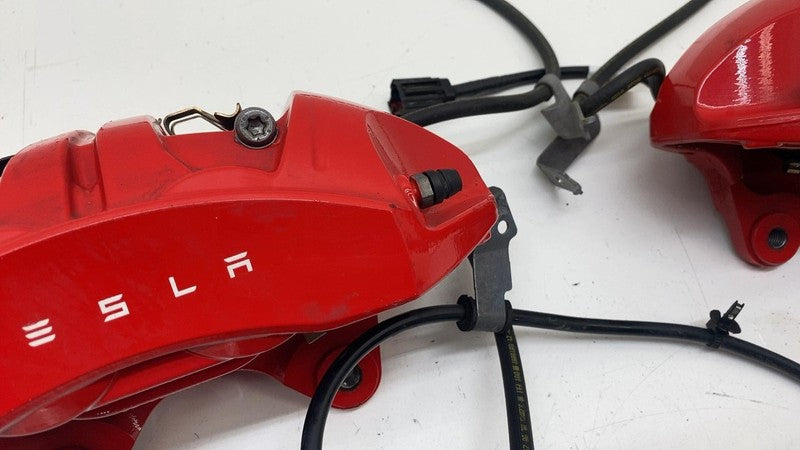 ⭕ 2020-2024 Tesla Model Y Set of 4 Front & Rear Brake Caliper Red Asse