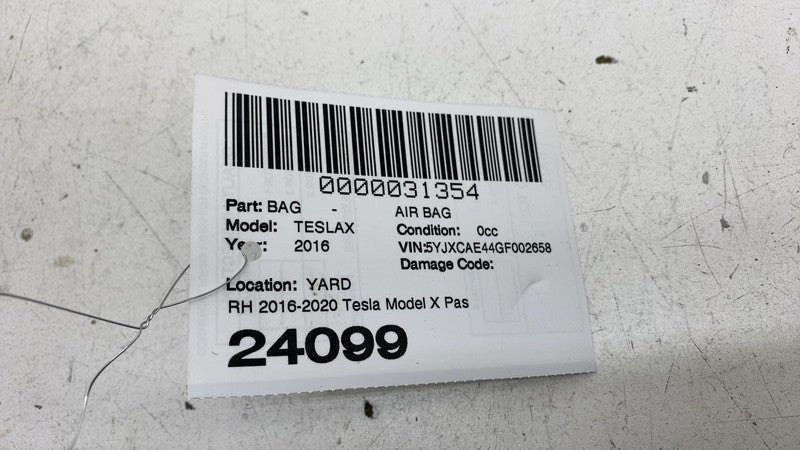 ⭕ 16-20 Tesla Model X Front Passenger Side Dash Airbag Module Right 10