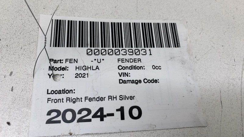 ⭕ 2020-2024 Toyota Highlander Front Passenger Side Fender Shell Panel Right Assy