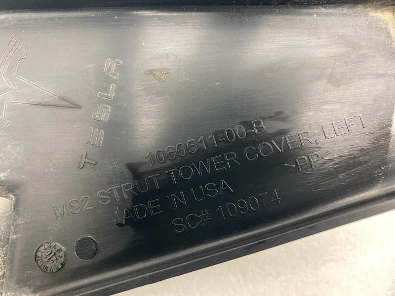 106051100B ⭕ 16-20 Tesla Model S Front Left Underhood Shock Tower Cover Trim 1060511-00-B