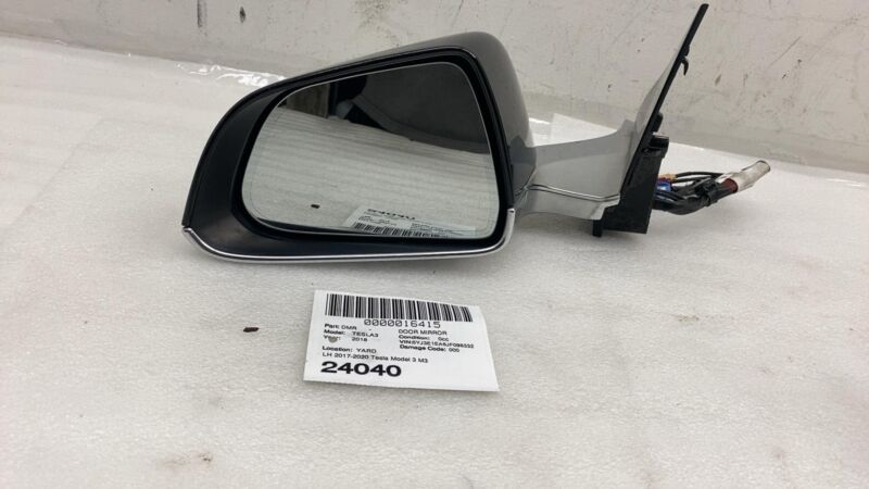 2017-2020 Tesla Model 3 Driver Exterior Rear View Door Mirror Left Black - PBSB