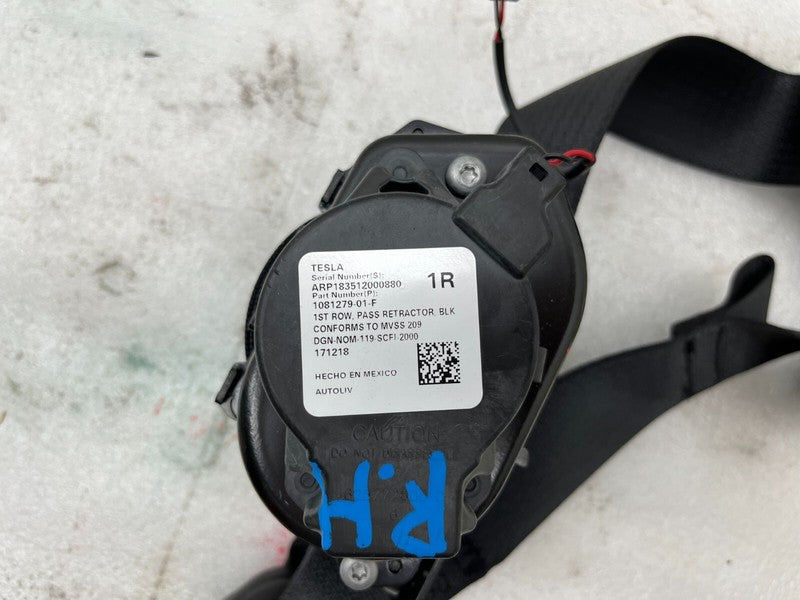 108127901F ⭕ 17-23 Model 3 M3 Front Passenger Side Seat Belt & Retractor Right 1081279-01-F