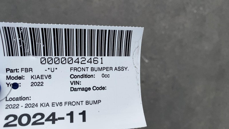 2022 2023 2024 Kia EV6 Front Bumper Cover with Sensor Holes Assembly OEM Black