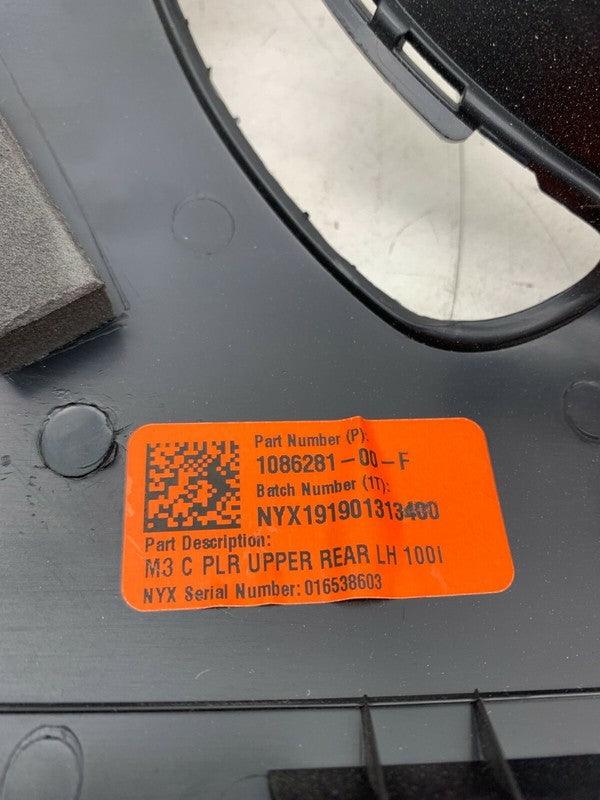 1086281-00-F ⭕2017-2022 Model 3 Rear Driver Upper C-Pillar Trim Cover Panel Left 1086281-00-F