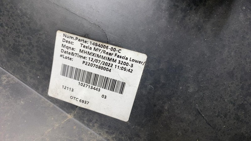 1494006-00-C 20-23 Tesla Model Y Rear Bumper Fascia Lower Valance Diffuser Cover 1494006-00-C