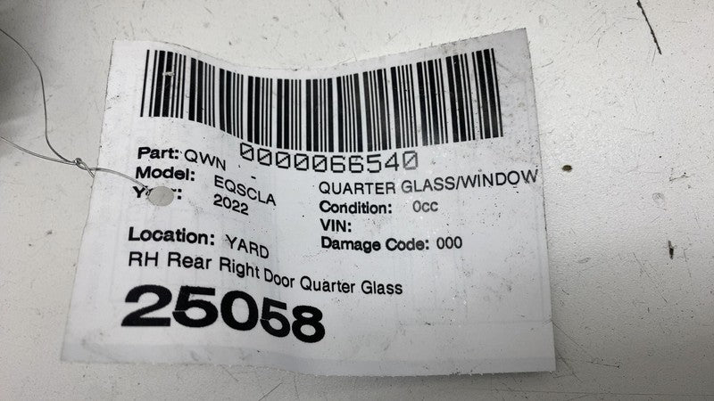 A2977303200 ⭕ 2022 EQS 450+ V297 Rear Right Quarter Fixed Door Window Glass Vent A2977303200