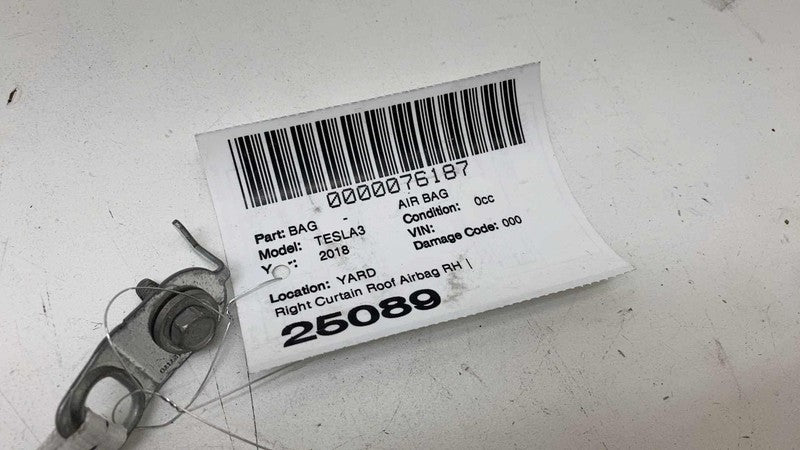 ⭕2017-2023 Tesla Model 3 Passenger Roof Curtain Airbag Module Right 10