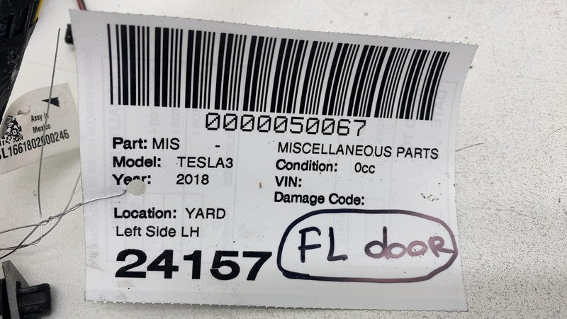 1067957 00 E 2017-2019 Tesla Model 3 M3 Front Driver Side Door Wiring Harness Cable Wire Left