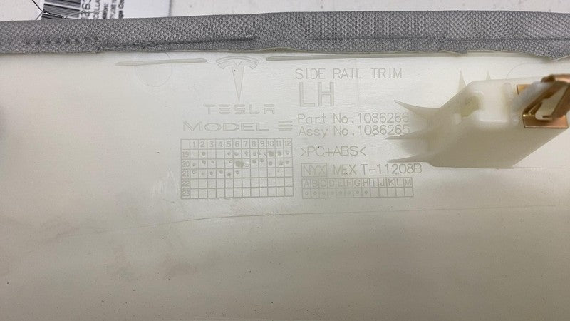 1086266 ⭕ 2017-2022 Tesla Model 3 M3 Driver Side Rail Trim Cover Left Assembly 1086266