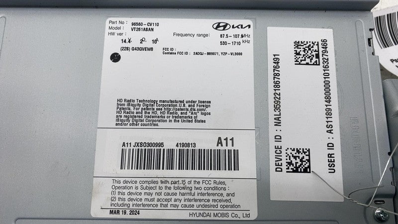 2022-2024 Kia EV6 Dash Dashboard Audio Radio Receiver Control Module H