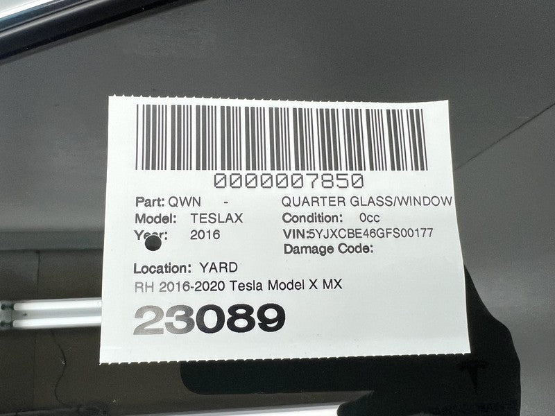 ⭕ 2016-2020 Tesla Model X Rear Passenger Side Window QTR Quarter Glass Right RH