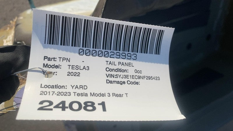 ⭕ 2017-2023 Tesla Model 3 Rear Tail Panel Bucket + Upper & Lower Rail Structural