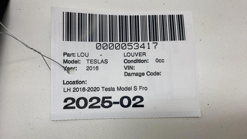 105785100F 2016-2020 Tesla Model S Front Driver Side Bumper Air Shutter Active Louver Left