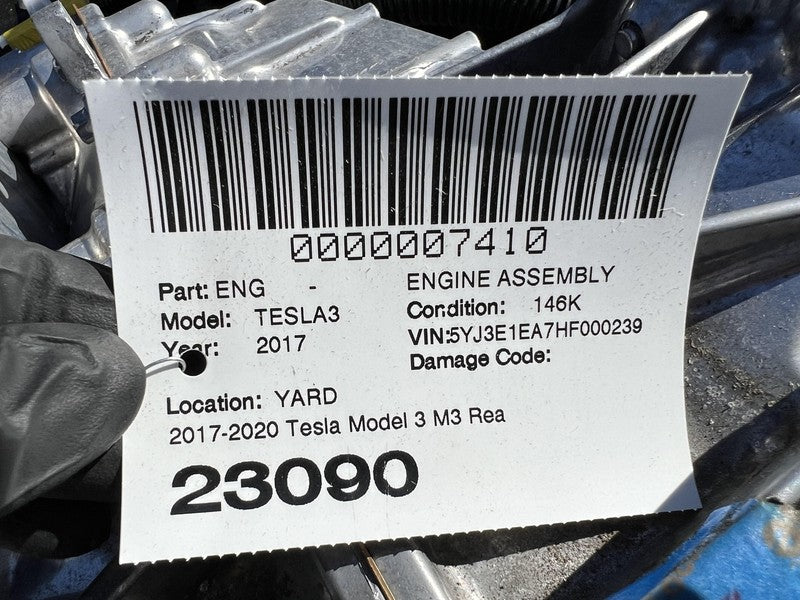 1120980-00-B 2017-2020 Tesla Model 3 M3 Rear Engine Motor Drive Unit w/ Subframe & Suspension
