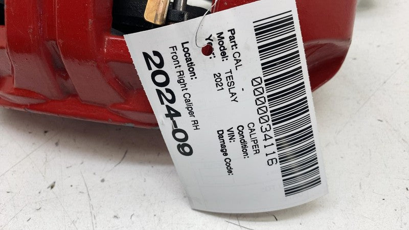⭕ 20-23 Tesla Model Y Front Passenger Side Caliper Red w/ Brake Hose L