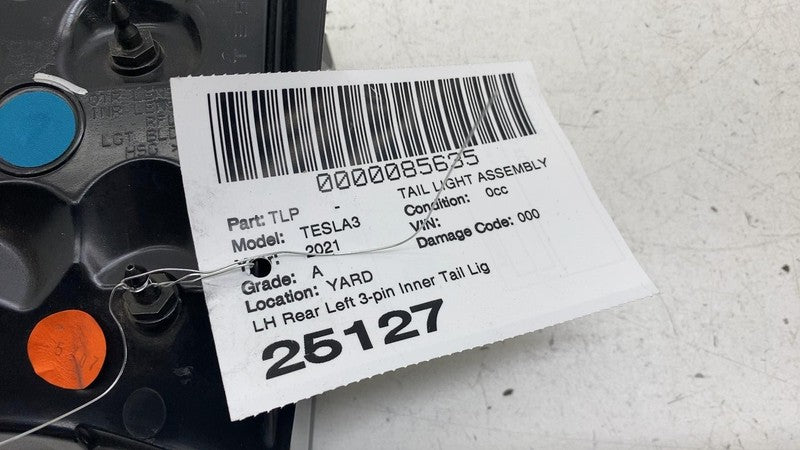 ⭕ 17-23 Tesla Model 3 Rear Left Inner Taillight LED Tail Lamp 3-Pin 10