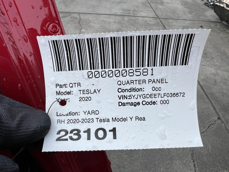⭕ 2020-2023 Tesla Model Y Rear Right Quarter Panel Structural Cutout RH Red PPMR