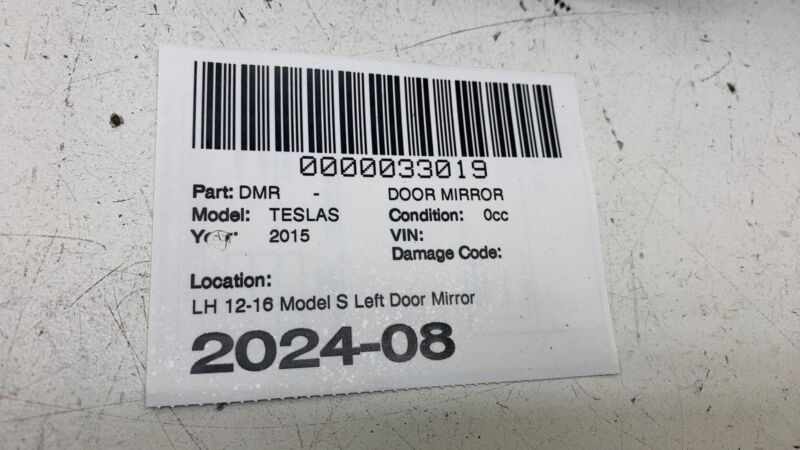 2012-2015 Tesla Model S Driver Side Exterior Rear View Door Mirror Left LH White