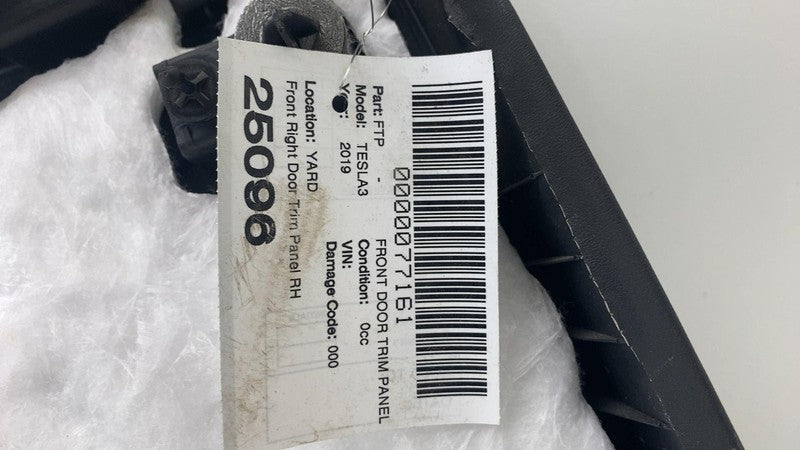 1105094-00-D ⭕ 17-20 Tesla Model 3 Front Passenger Side Interior Door Panel Trim Card Right