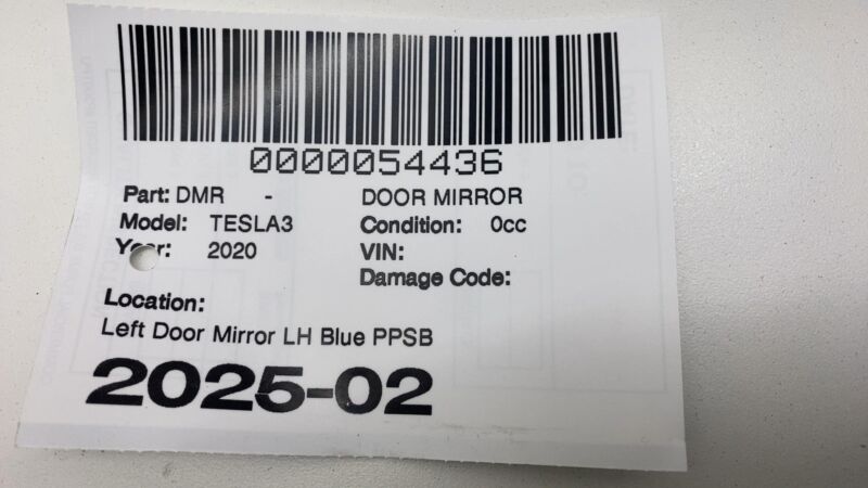 2017-2020 Tesla Model 3 Front Left Exterior Rear View Door Mirror LH Blue - PPSB