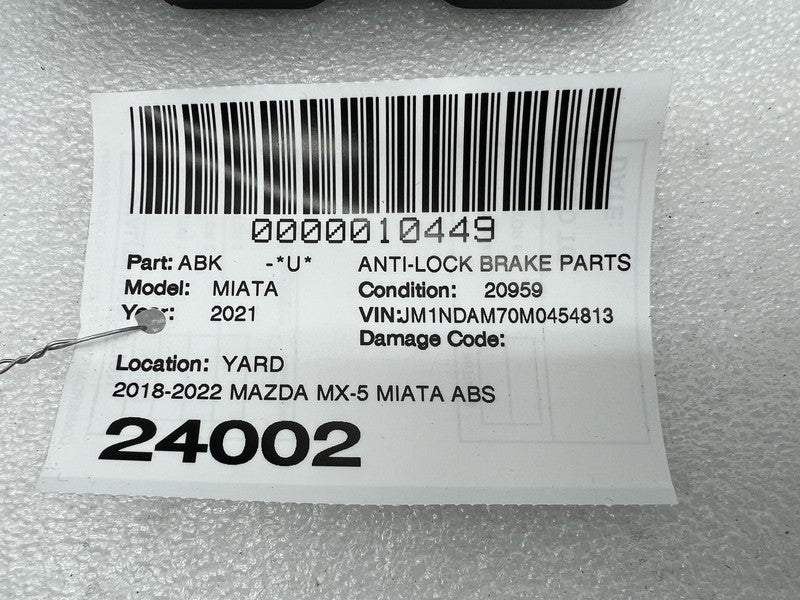 NF6W 43 7A0 2018-2022 Mazda MX-5 Miata ABS Anti-Lock Brake Pump Control Module NF6W-43-7A0