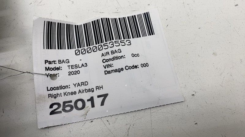 107782600D ⭕ 2017-2023 Tesla Model 3 Y Right Lower Knee Safety Airbag Module 1077826-00-D