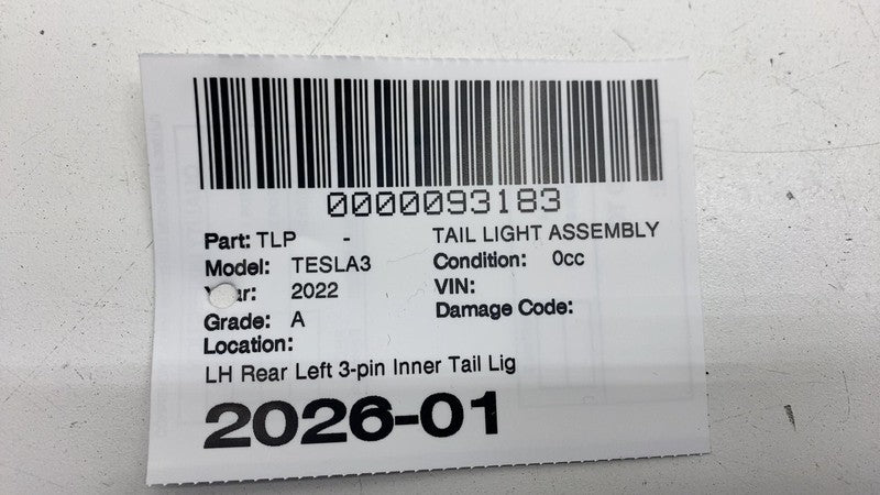 ⭕ 17-23 Model 3 Rear Left Inner Taillight LED Tail Lamp (3-Pin) LH 107