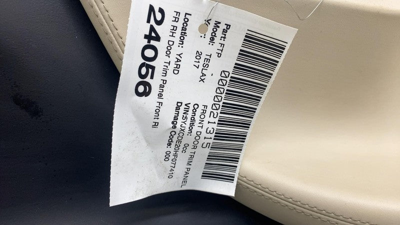 ⭕ 16-20 Tesla Model X Front Passenger Side Door Panel Trim Card Right 