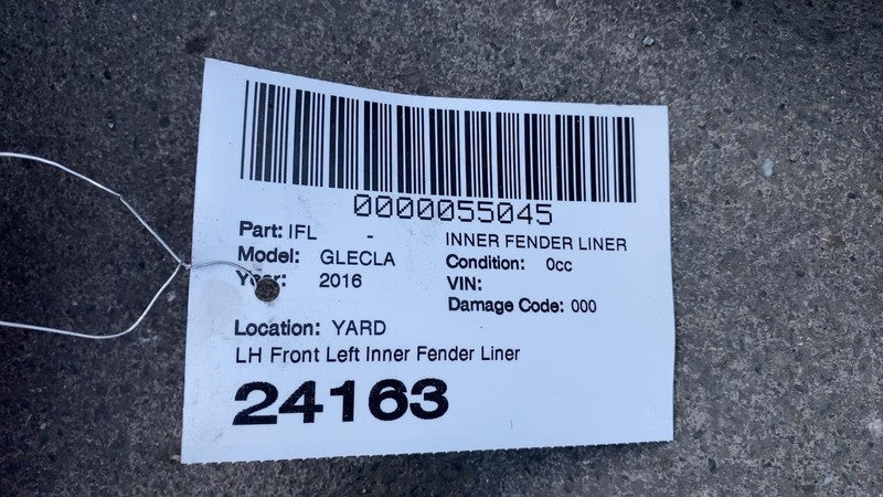 A 166 884 11 22 2016-2019 Mercedes-Benz GLE350 Front Inner Fender Liner Splash Guard Shield Left