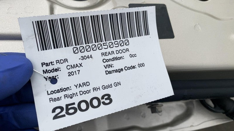 2013-2018 Ford C-Max Rear Passenger Side Door Shell Panel Right RH Assy Gold GN