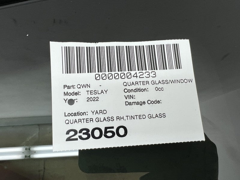 2020-2023 Tesla Model Y MY Rear Passenger Side Quarter QTR Window Glass Right RH
