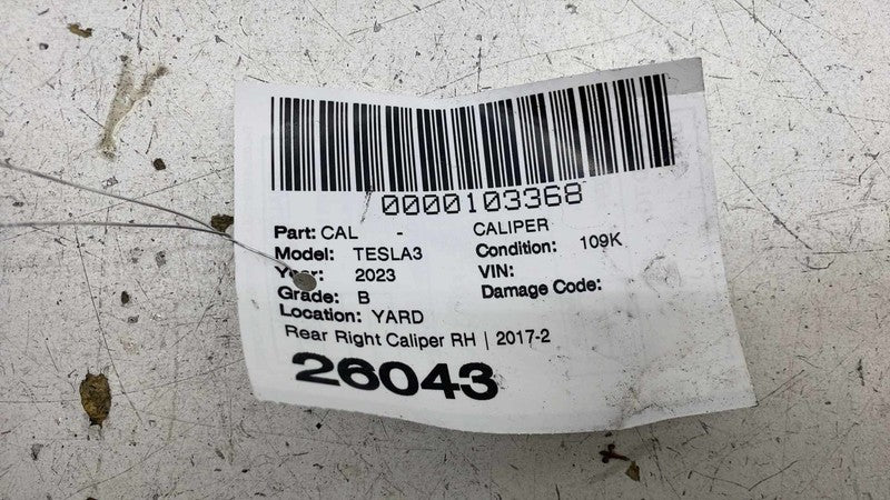 ⭕ 17-25 Tesla Model 3 Rear Right Brake Caliper + Brake Hose Line RH 10