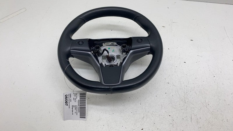 110532400E ⭕ 2017-2020 Tesla Model 3 Steering Wheel Leather Black (Non-Heated) 1105324-00-E